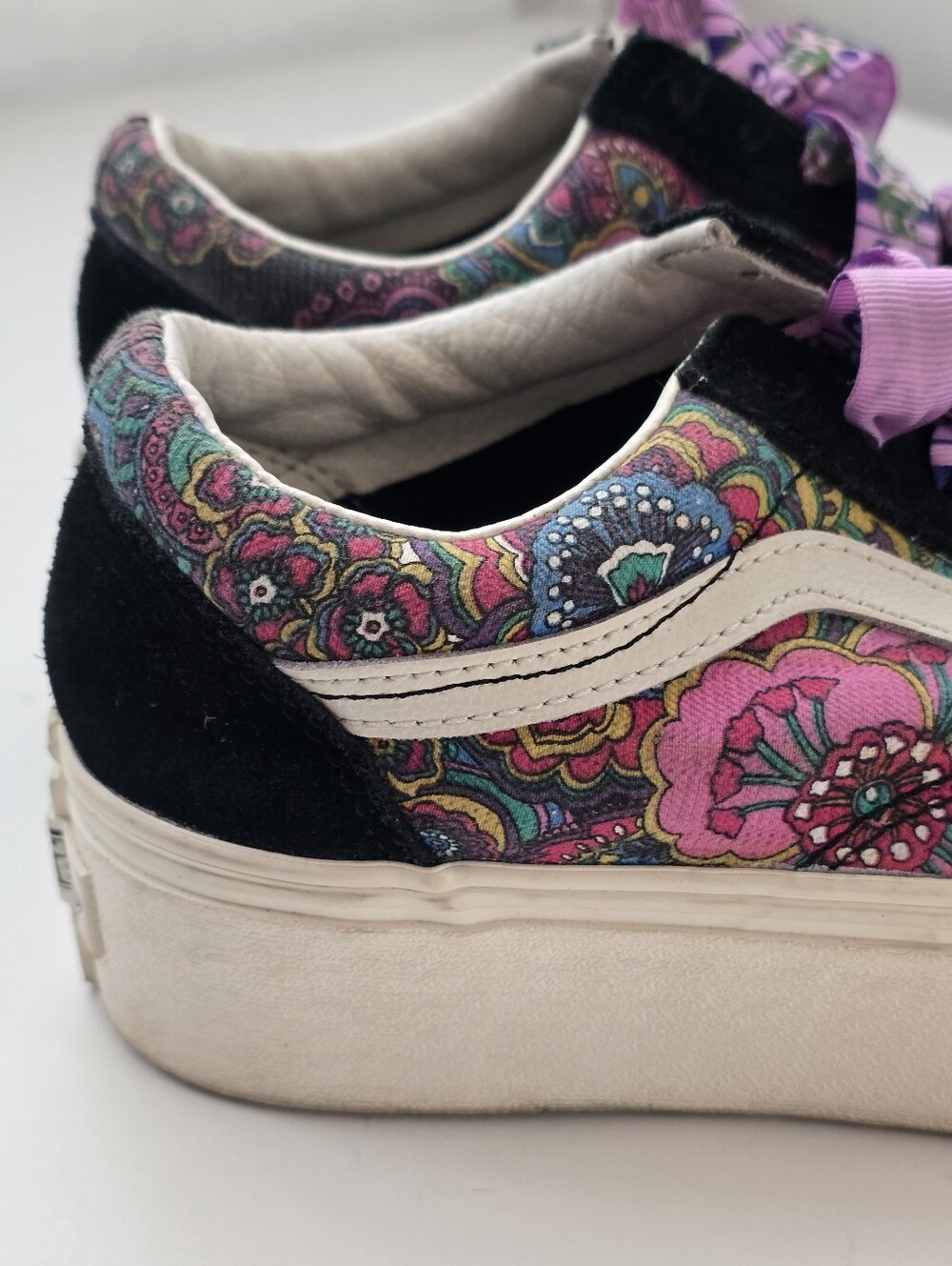 Vans OId Skool Stackform Paisley Floral Sneakers Womens Platform US Size 7.5 - Picture 8 of 16